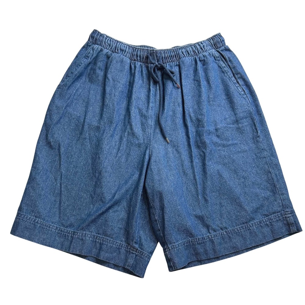 Coral Bay Denim Shorts Womens Medium Blue Elastic Waist Drawstring 100% Cotton